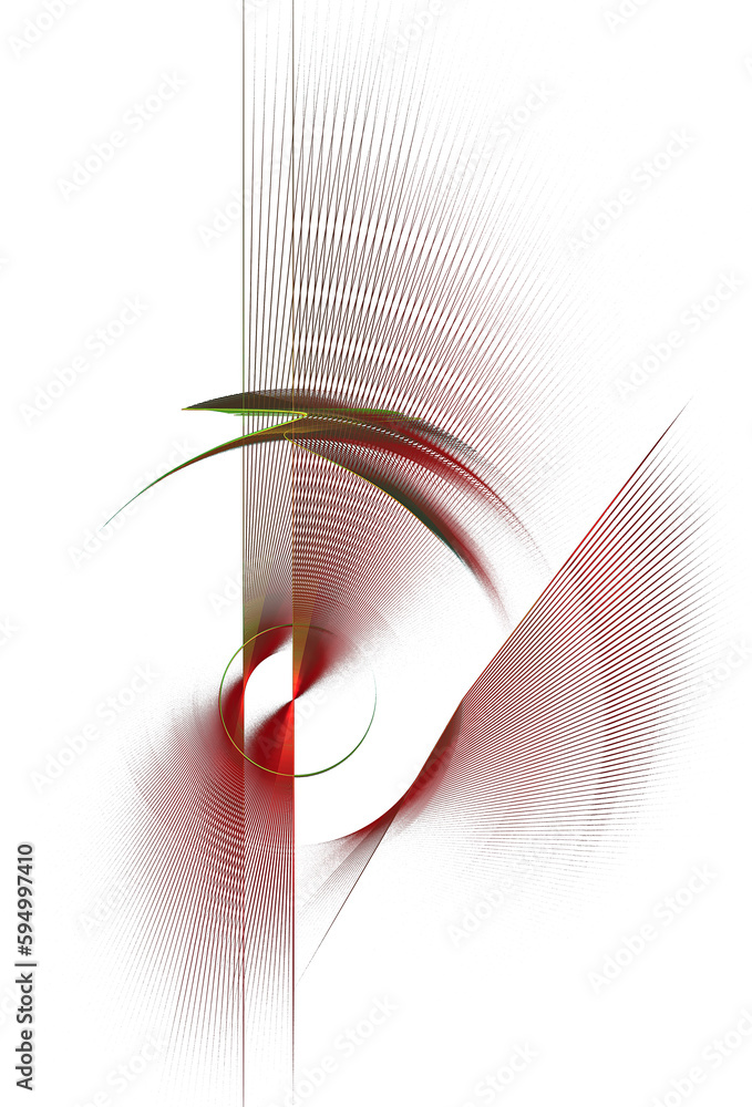 Aufkleber red striped planes are arranged in layers and rotate on a white background. abstract fractal backgro