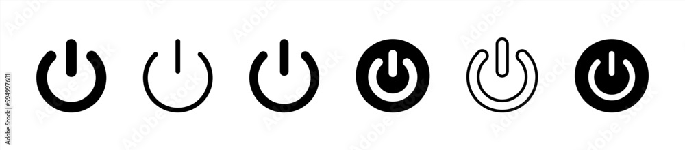 Poster on off power button. switch on switch off icon. press start button sign isolated on white background