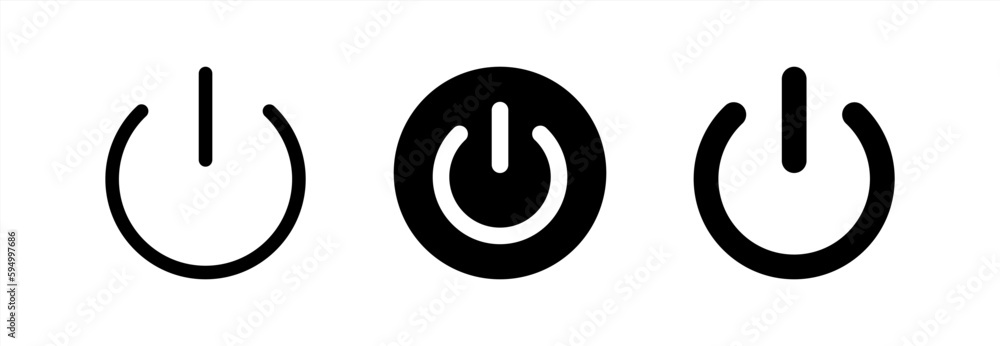 Aufkleber power on or turn power off flat icon for apps and websites. icon set.