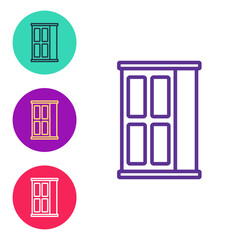 Set line Wardrobe icon isolated on white background. Cupboard sign. Set icons colorful. Vector