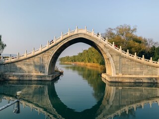 Jade Belt Bridge in Beijing above flowing above the river during the daytime