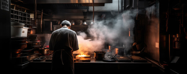 Flames responding to a veteran chef.  Generative AI based. 