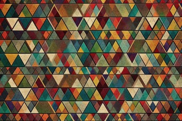 vibrant rug with a geometric triangle pattern. Generative AI
