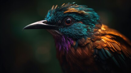 Colorful bird closeup. Generative AI