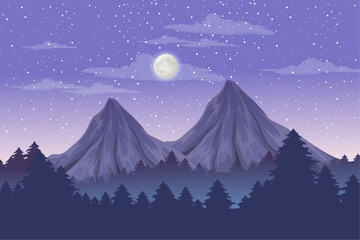 realistic Gradient mountain landscape, Mountain beautiful background. illustration.