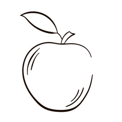 Apple fruit vector illustration.Hand drawn sketch engraving illustration. Black apple isolated on white background.