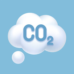 CO2 Icon. Carbon dioxide emissions, emission reductions. Ecology and environment symbol. 3d Vector Illustration.