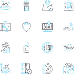 Fototapeta premium Leisure time linear icons set. Relaxation, Entertainment, Hobbies, Recreation, Amusement, Escape, Fun line vector and concept signs. Enjoyment,Rest,Leisureliness outline illustrations
