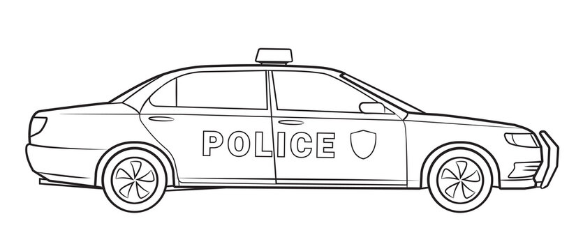 Police car sketch - vector stock illustration.