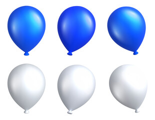 A set of blue and white balloons 