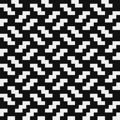 Fototapeta premium Knitted ornament. Black and white pattern, abstract seamless fashion trend pattern fabric textures, pixel art vector monochrome illustration. Design for web and mobile app.