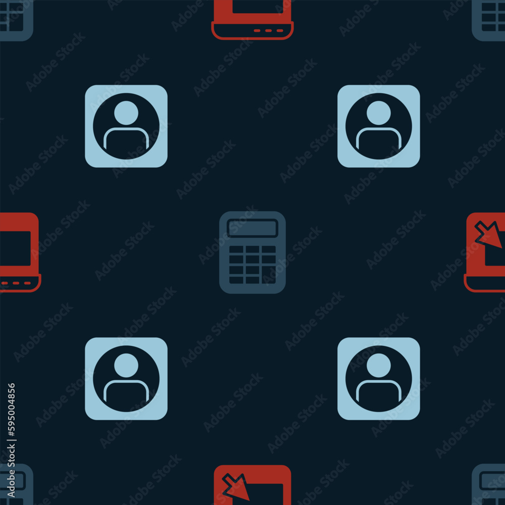 Poster set advertising, calculator and create account screen on seamless pattern. vector