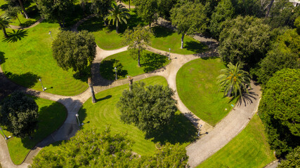 Aerial view of an empty park.