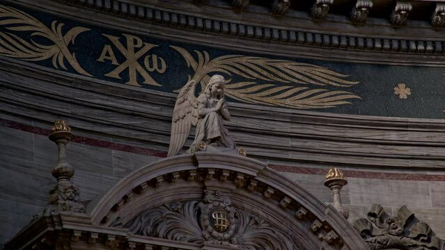 A beautiful shot of an angel in the Frederiks Church in Copenhagen, Denmark