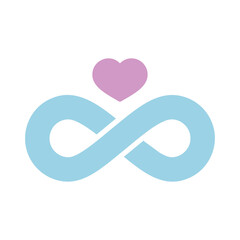 Infinity sign and heart symbol of eternal love