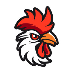 Rooster logo design. Cute rooster head. Image of a rooster in flat style. Vector illustration
