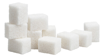 White sugar cubes cut out