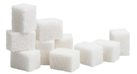 White sugar cubes cut out