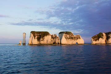 Mesmerizing view of Old Harry Rocks, Dorset against the blue sky