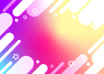 幾何学的なラインと星の模様のメルヘンなグラデーション背景。（ピンクや黄色）Fairy tale gradient background with geometric lines and star patterns. (pink or yellow)
