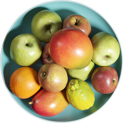 Top view of tray with fruits