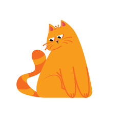 Orange cat vector illustration, cat flat icon