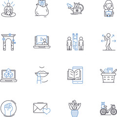 Spare time line icons collection. Relaxation, Recreation, Hobbies, Leisure, Entertainment, Amusement, Free time vector and linear illustration. Playtime,Fun,Joy outline signs set
