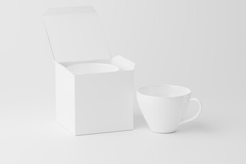 Ceramic Mug Cup For Coffee Tea White Blank 3D Rendering Mockup