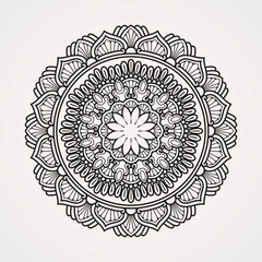 Circular traditional mandala with a combination of ornaments and flowers . suitable for henna tattoos coloring books. islam hindu buddhist india pakistan chinese arab