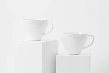 Ceramic Mug Cup For Coffee Tea White Blank 3D Rendering Mockup