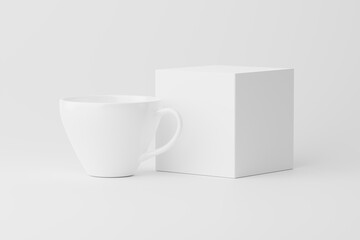 Ceramic Mug Cup For Coffee Tea White Blank 3D Rendering Mockup
