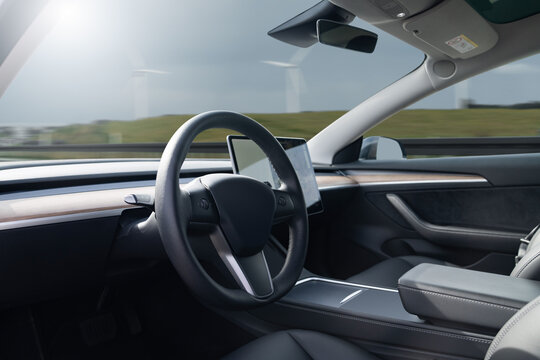 Autonomous car interior. Self-driving vehicle	