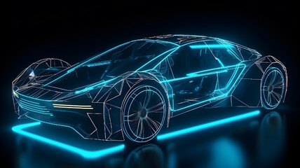 futuristic hologram super car ,generative ai