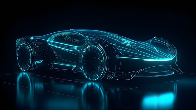 hologram futuristic electric car ,generative ai