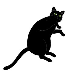 横になった黒猫のイラスト、ゴロゴロしている黒猫のイラスト、寝そべる黒猫のイラスト、黒猫のイラスト