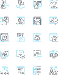 Analyst linear icons set. Strategy, Data, Research, Reports, Insights, Finance, Business line vector and concept signs. Analytics,Intelligence,Trends outline illustrations