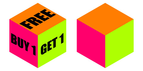 Buy 1 Get 1 Free Discount tag with one Blank template. Vector isolated illustration EPS 10 File.