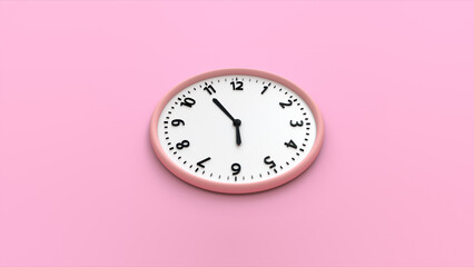 3d rendering of a pink wall clock isolated on a pink background