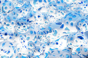 Probiotic backdrop. White-blue molecules. Beneficial microorganisms. Background for scientific presentation. Probiotics for immunity. Medical backdrop. Probiotic texture for website. 3d image