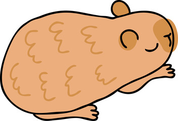 Hand drawn chibi capybara illustration for decor and design.
