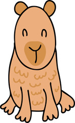 Hand drawn chibi capybara illustration for decor and design.
