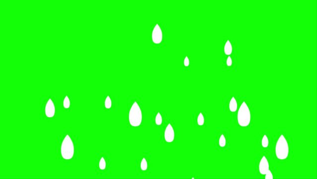 Heavy rain cartoon animation with green screen, rainfall stock video clips in 4K, suitable for creative projects