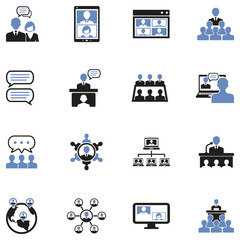 Discussion Icons. Two Tone Flat Design. Vector Illustration.