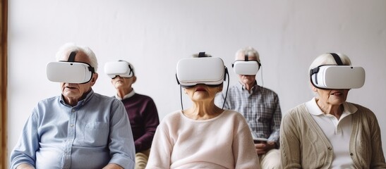 Modern Aging, elderly  using VR glasses, Generative AI - obrazy, fototapety, plakaty