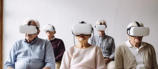 Foto op Plexiglas Modern Aging, elderly  using VR glasses, Generative AI © Stefan
