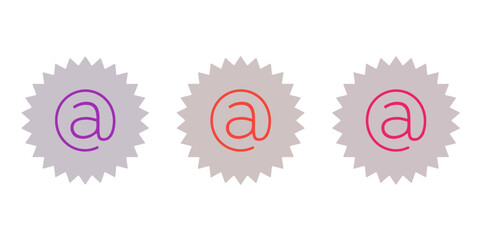 Set of stickers or digital labels with the at sign