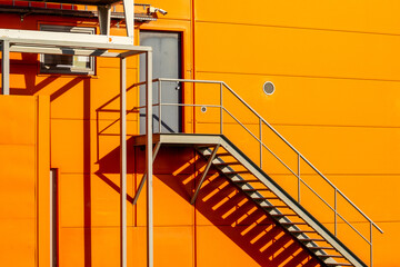 Fire escape ladder or emergency exit with steel staircase - Powered by Adobe