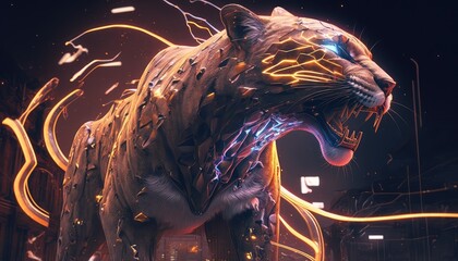 Cougar on a dmt trip, Created with generative Ai technology