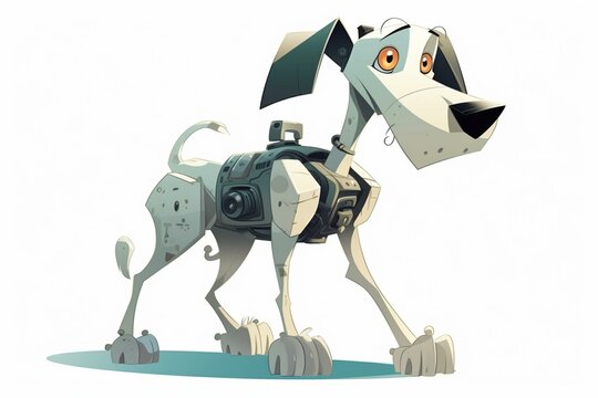 cyber dog cartoon is walking. Generative AI