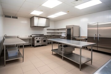 Fototapeta na wymiar Empty restaurant kitchen. Generative Ai